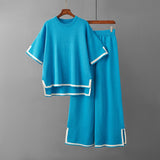 Contrast Colour Top and Wide Leg Trouser Set