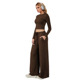 Cropped Button Top and Drawstring Trouser Set