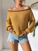 Off Shoulder Chunky Knit Sweater