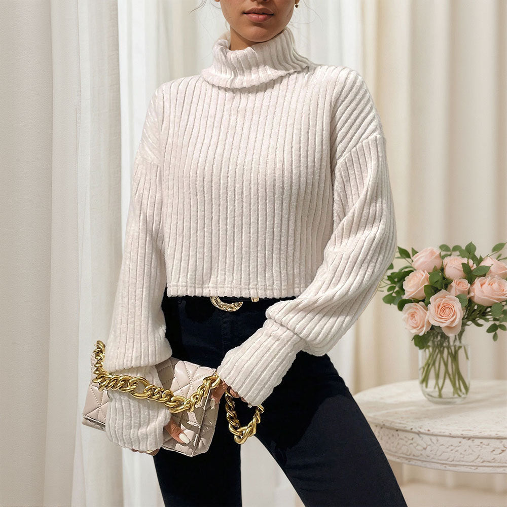 Ribbed Turtleneck Crop Top