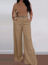 Twill Wide Leg Suit Trousers