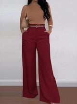 Twill Wide Leg Suit Trousers