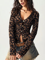 Leopard Print V-Neck Cardigan