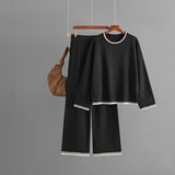 Contrast Trim Mercerised Cotton Knit Set