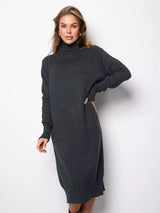 Turtleneck Knit Midi Dress