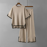 Contrast Colour Top and Wide Leg Trouser Set