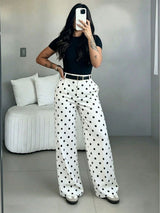 Draped High Waist Wide Leg Trousers