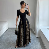 Leopard Panel Contrast Maxi Dress