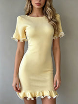 Ruffle Sleeve Knit Midi Dress