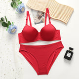 The Cotton Comfort | Solid Color Push-Up Underwire Bra & Panty Set