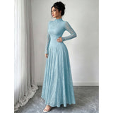 Lace Mock Neck Long Sleeve Maxi Dress