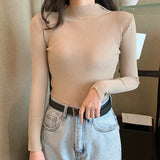 Stretch Mock Neck Knit Top 19 Colours