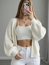 Loose V-Neck Knit Cardigan