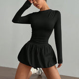 Long Sleeve Tulle Skirt Dress