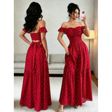 Square Neck Polka Dot Maxi Dress