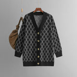 Argyle V Neck Longline Cardigan