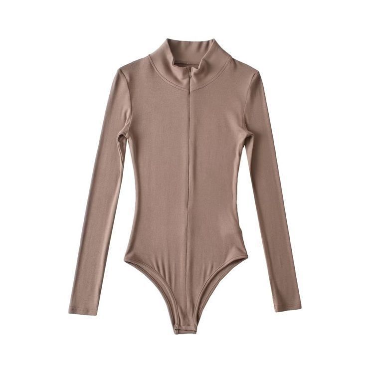 Zip Stand Collar Cropped Long Sleeve Top