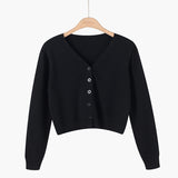 Fluffy Knit Cropped V Neck Cardigan