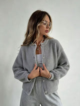 Faux Mink Pearl Button Cardigan