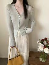Frill Edge Slub Knit Sun Cardigan