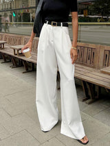 Twill Wide Leg Commuter Trousers