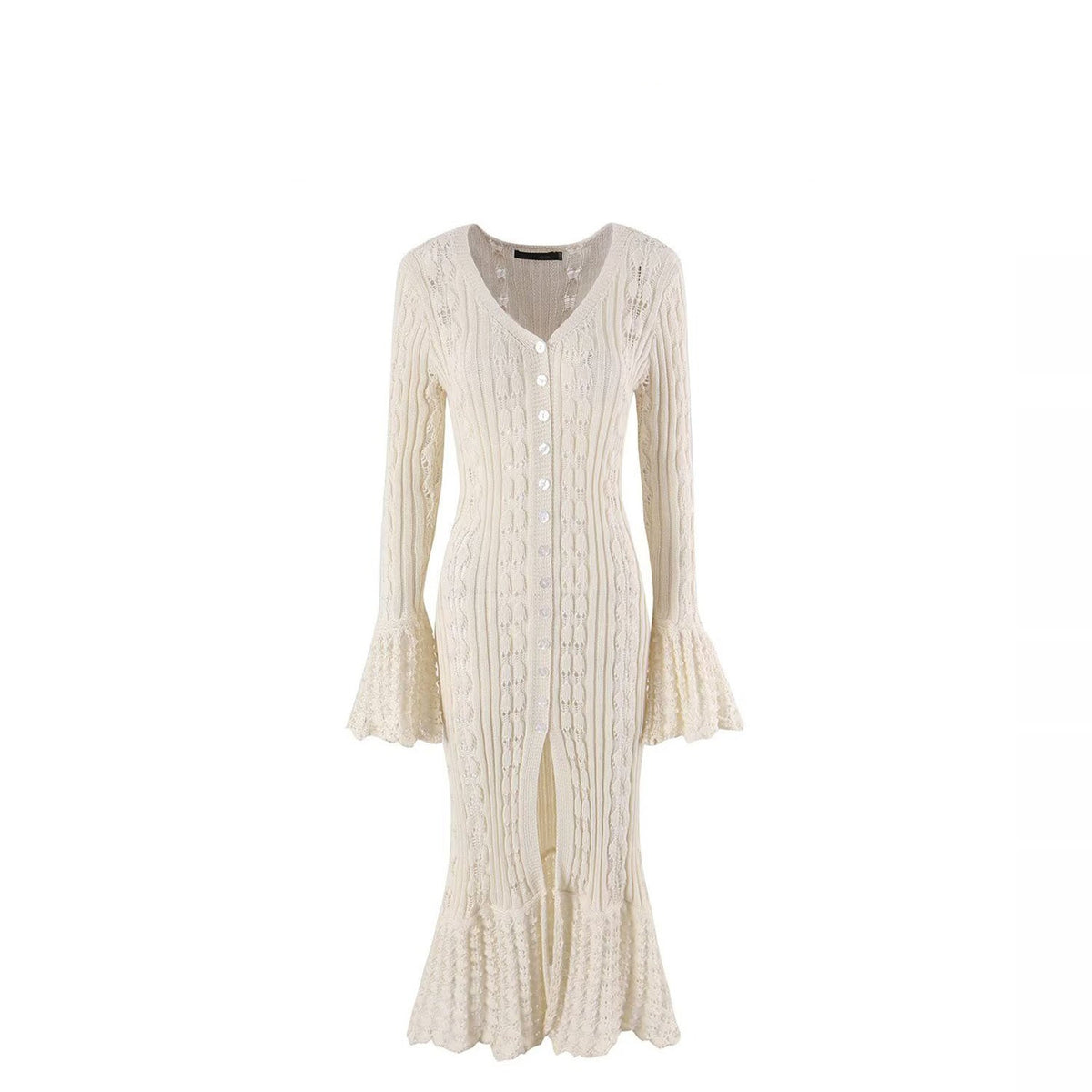 Cut Out Flared Sleeve Longline Cardigan Dress