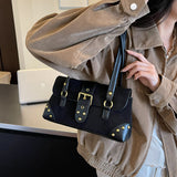 Studded Suede Shoulder Bag