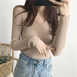 Super Soft Ribbed V Neck Pullover