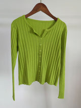 Thick Rib Crew Neck Knit Cardigan