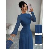 Lace Mock Neck Long Sleeve Maxi Dress