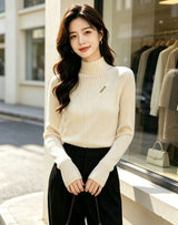 Brushed Double Yarn Mock Neck Sweater