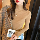 Semi-turtleneck knitted sweater women's bottoming shirt women's autumn and winter 2023 new model with foreign style white middle collar top