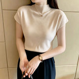 Flutter Sleeve Mock Neck Knit Top