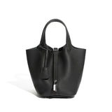 Pebbled Leather Basket Bag