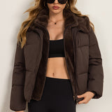 Hooded Layered Look Padded Puffer Jacket