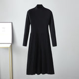 Mock Neck Thick Knit Midi Dress