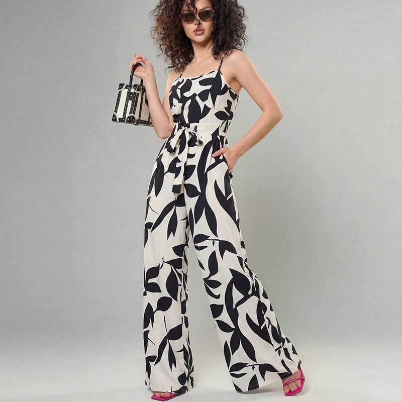 Zebra Print Belted Jumpsuit