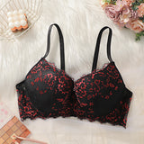 The Noir Rouge | Plus-Size Lace Push-Up Full-Coverage Bra