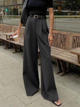 Twill Wide Leg Commuter Trousers