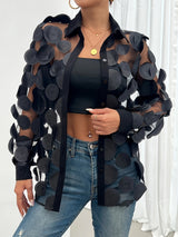 3D Floral Mesh Shirt and Bandeau Set
