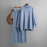 Turtleneck Side Slit Knit Two Piece Set
