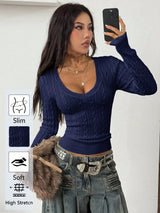 Twist Knit V-Neck Sweater