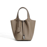Pebbled Leather Basket Bag