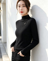 Brushed Double Yarn Mock Neck Sweater