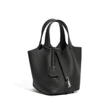 Leather Basket Bucket Bag