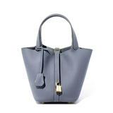 Leather Basket Bucket Bag