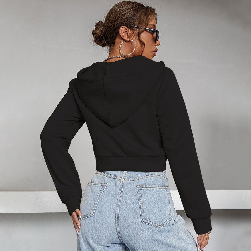 Cropped Zip Up Hoodie