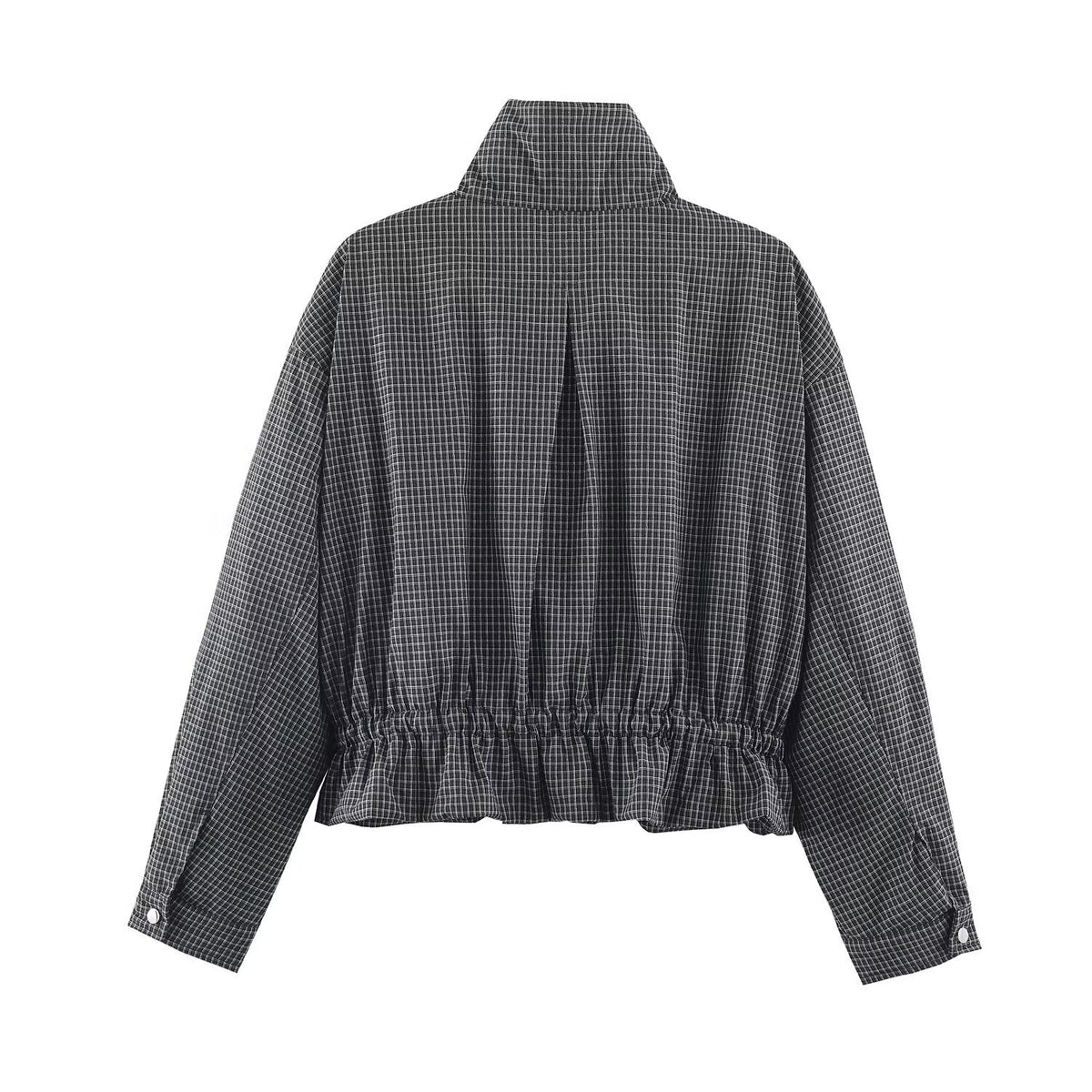 Plaid Stand Collar Padded Jacket