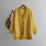 Argyle V Neck Longline Cardigan