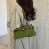 Suede Lock Shoulder Bag